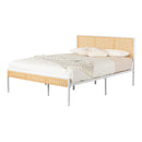 Lit plateforme en métal avec cannage double 50" Bloom - Blanc et Naturel