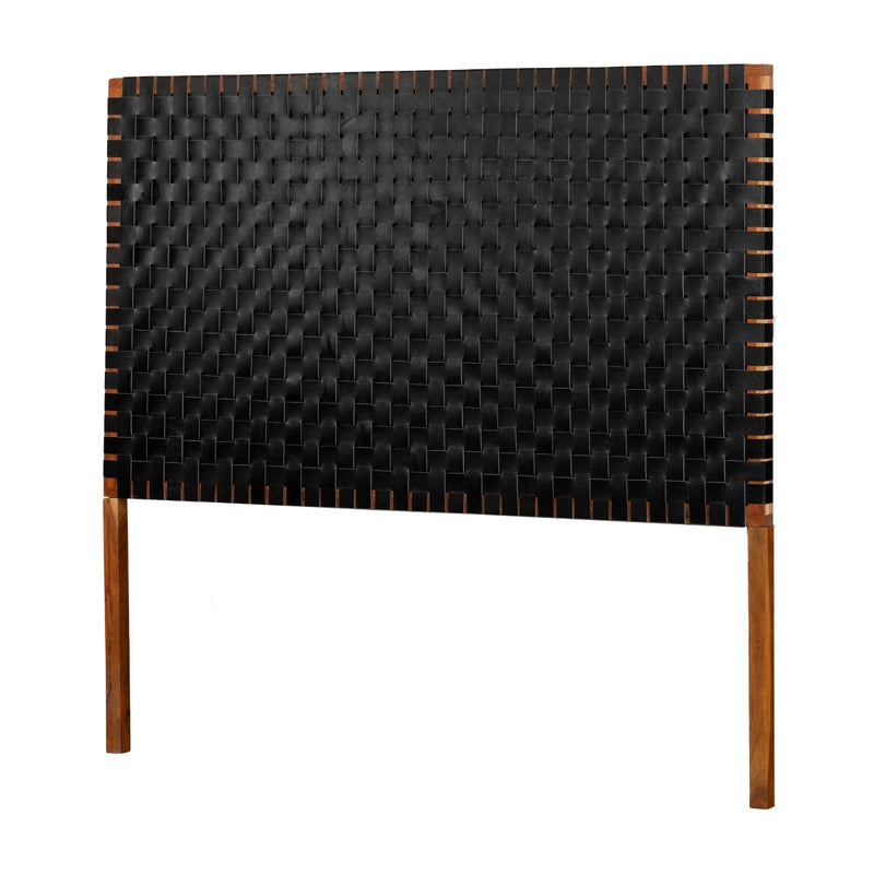 Tête de lit en cuir tressé queen 60" Sweedi - Noir mat