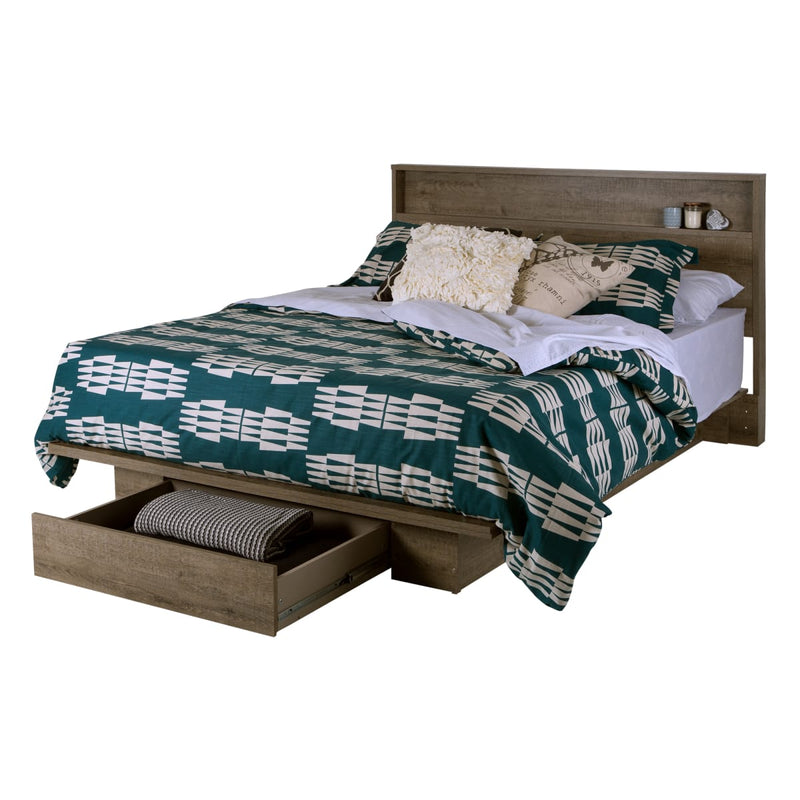 Ensemble lit plateforme et tête de lit double/queen 54"/60" Holland - Chêne vieilli