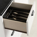 Îlot de cuisine avec rangement Myro - Fausse Pierre Noire et Blanc