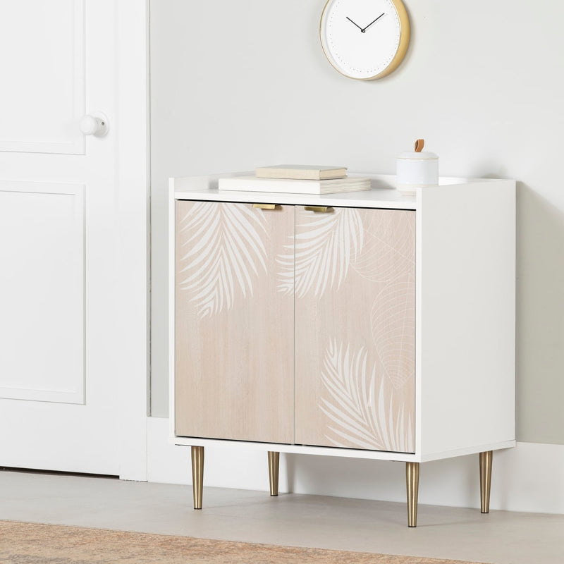 Armoire de rangement avec 2 portes Maliza - Blanc et Naturel