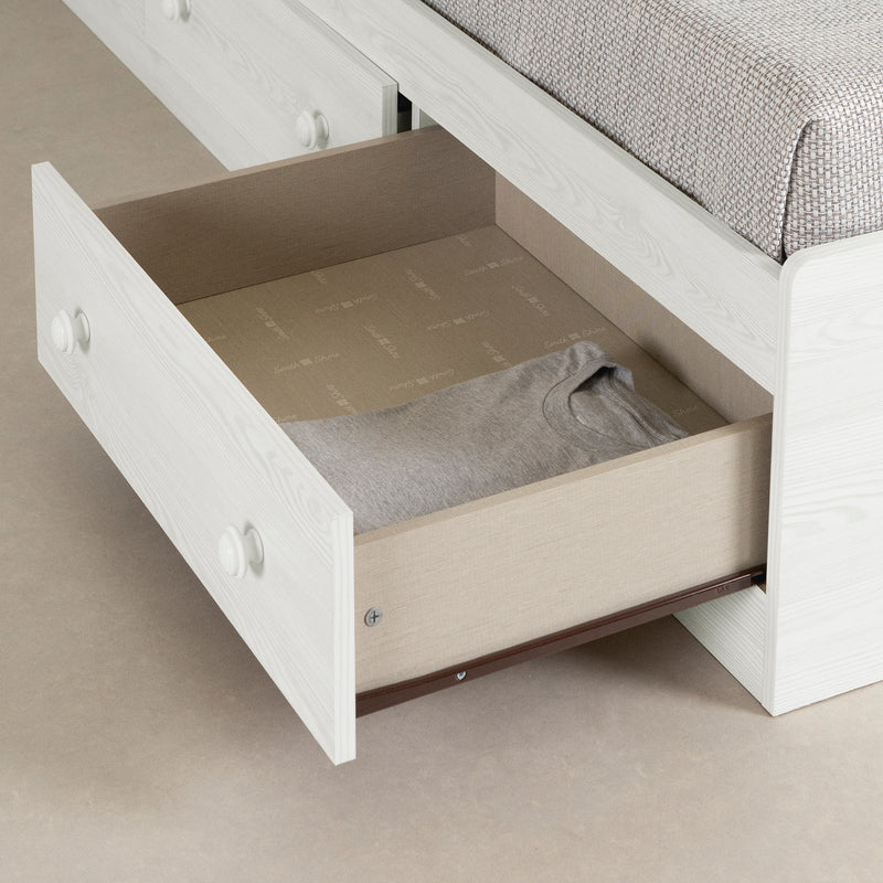Ensemble lit matelot et tête de lit bibliothèque simple 39" Summer Breeze - Pin Blanc