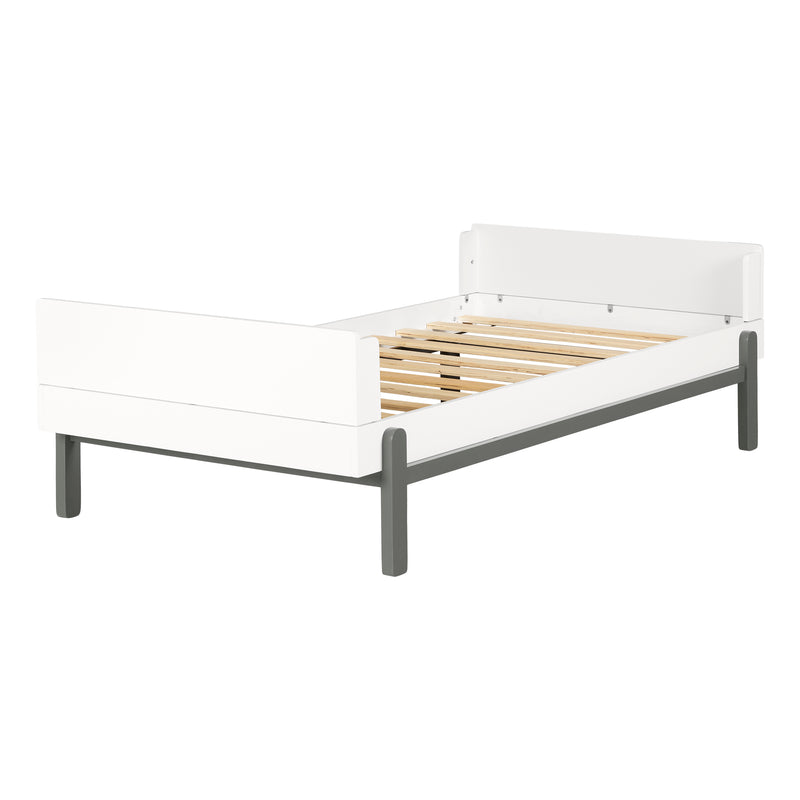 Lit complet simple 39" Bebble - Gris clair et Blanc