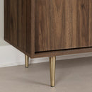 Meuble TV avec portes et tiroir 75" Hype - Noyer naturel et faux marbre carrara