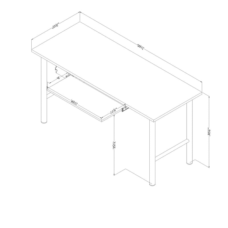 Bureau de travail avec support à clavier Ezra - Chêne nordique