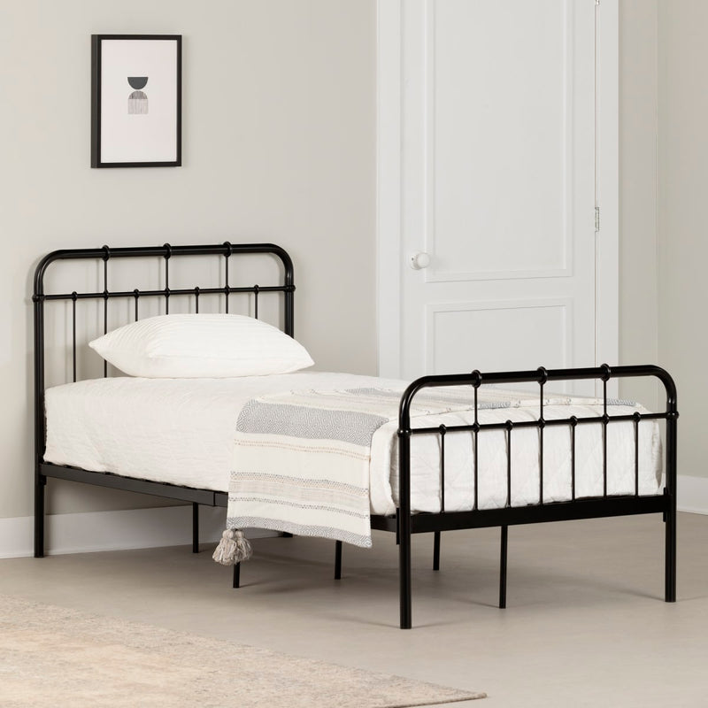 Lit complet en métal simple 39" Vito - Noir solide
