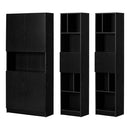 Ensemble bibliothèque et 2 bibliothèques étroites 5 tablettes Liora - Chêne noir