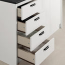 Îlot de cuisine avec rangement Myro - Fausse Pierre Noire et Blanc