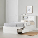 Ensemble lit matelot 3 tiroirs et tête de lit bibliothèque simple 39" Hazen - Pin blanc