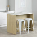 Îlot de cuisine avec porte et tiroirs Myro - Faux Marbre blanc et Chêne blond