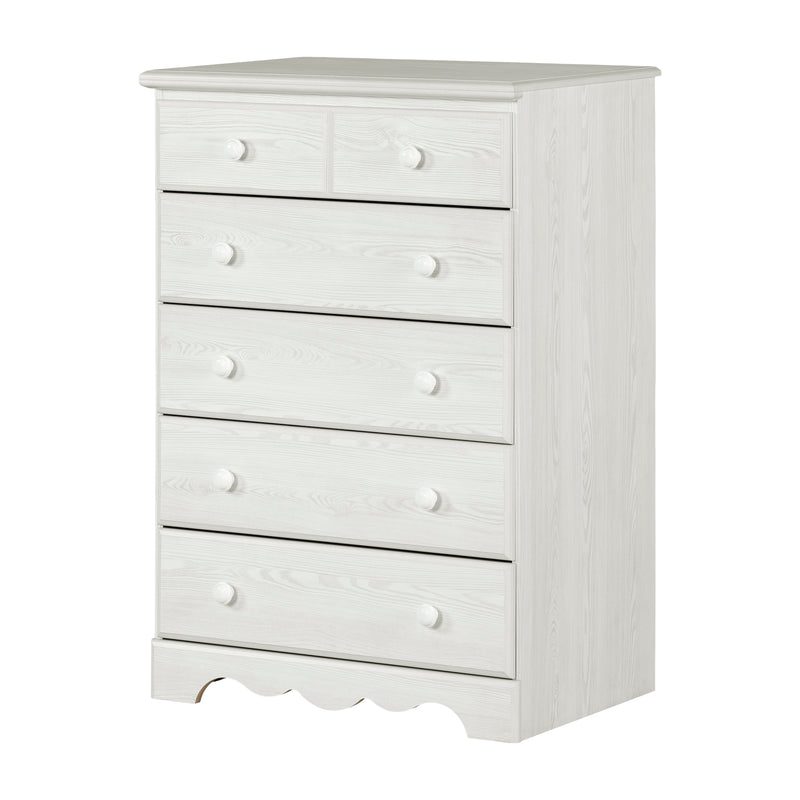 Summer Breeze-Commode 5 tiroirs-Pin blanc