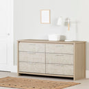 Bureau double 6 tiroirs Munich - Orme naturel et blanc