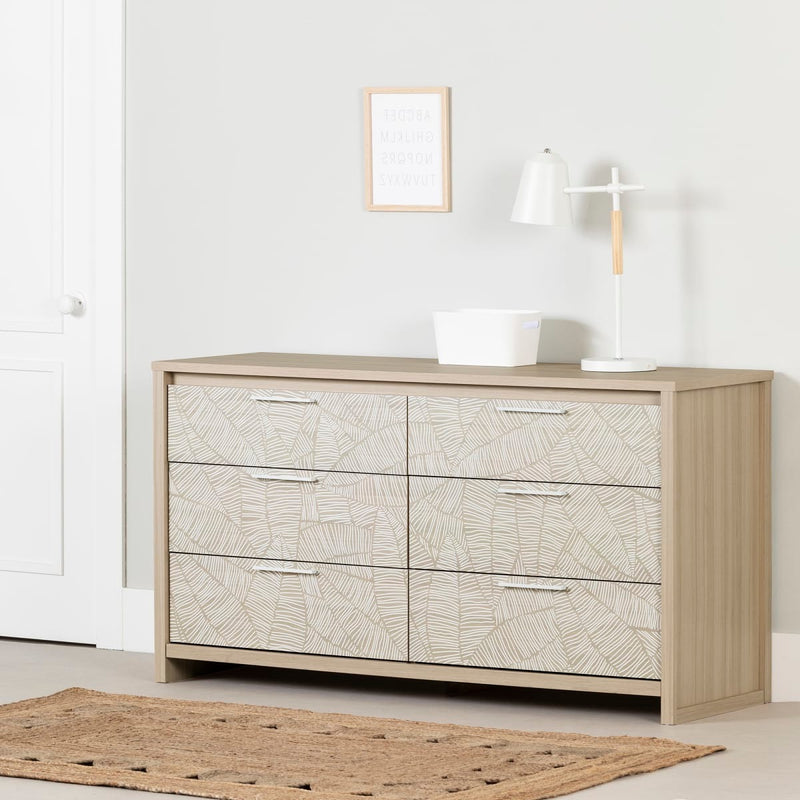 Bureau double 6 tiroirs Munich - Orme naturel et blanc