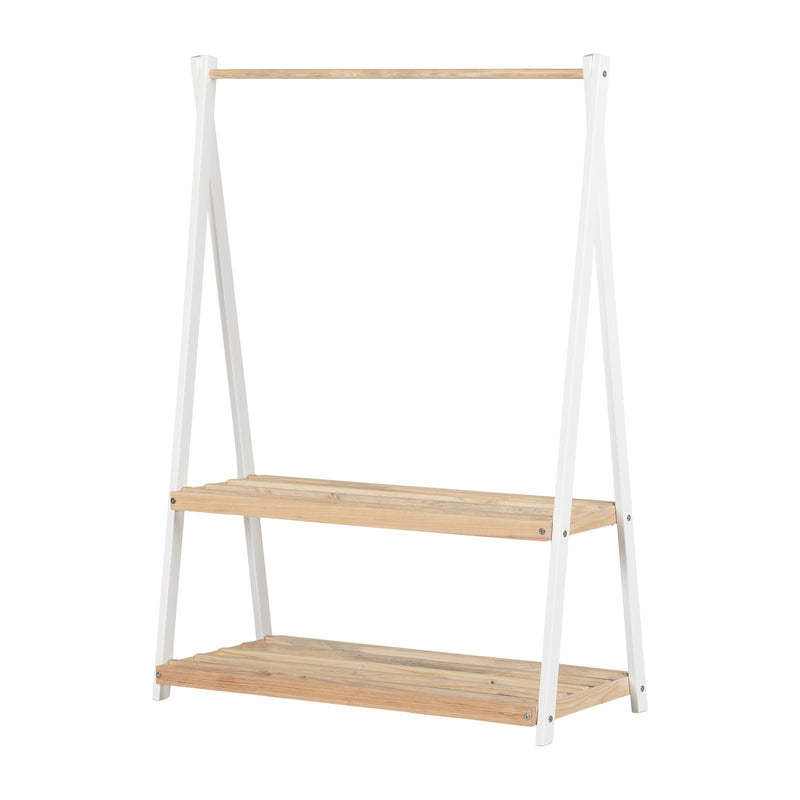 Garde-robe avec étagères de rangement Sweedi-Blanc et Naturel