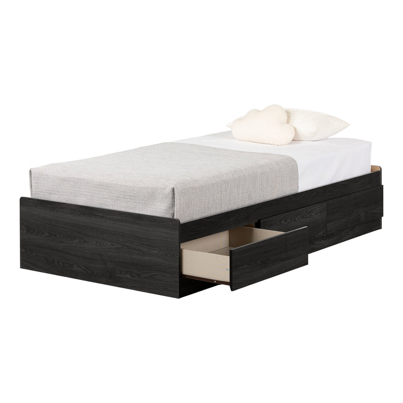 Lit matelot 3 tiroirs simple 39" Hourra - Chêne gris