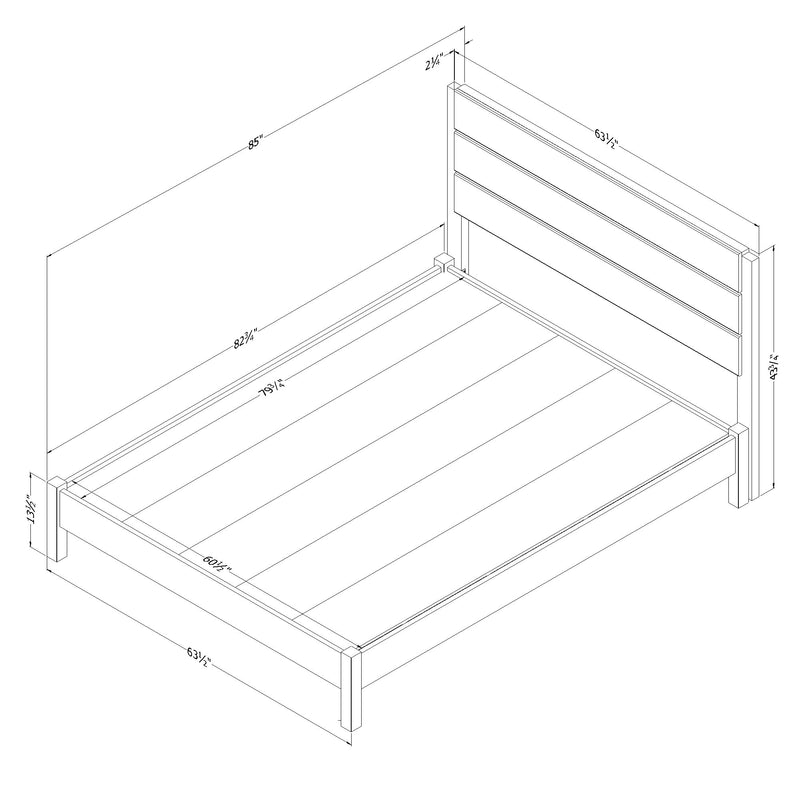 Ensemble lit plateforme avec tête de lit industriel queen 60" Munich - Chêne vieilli