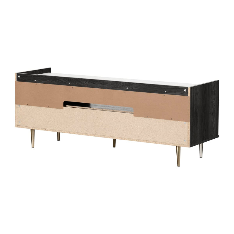 Meuble TV avec portes et tiroir 75" Hype - Chêne gris et faux marbre carrara