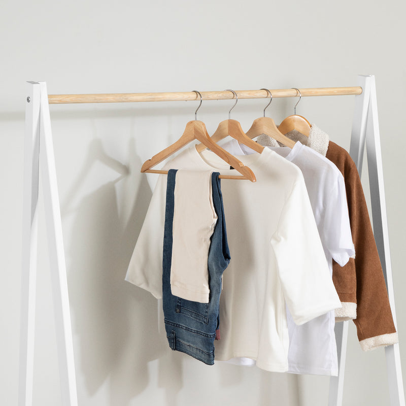 Garde-robe avec étagères de rangement Sweedi-Blanc et Naturel