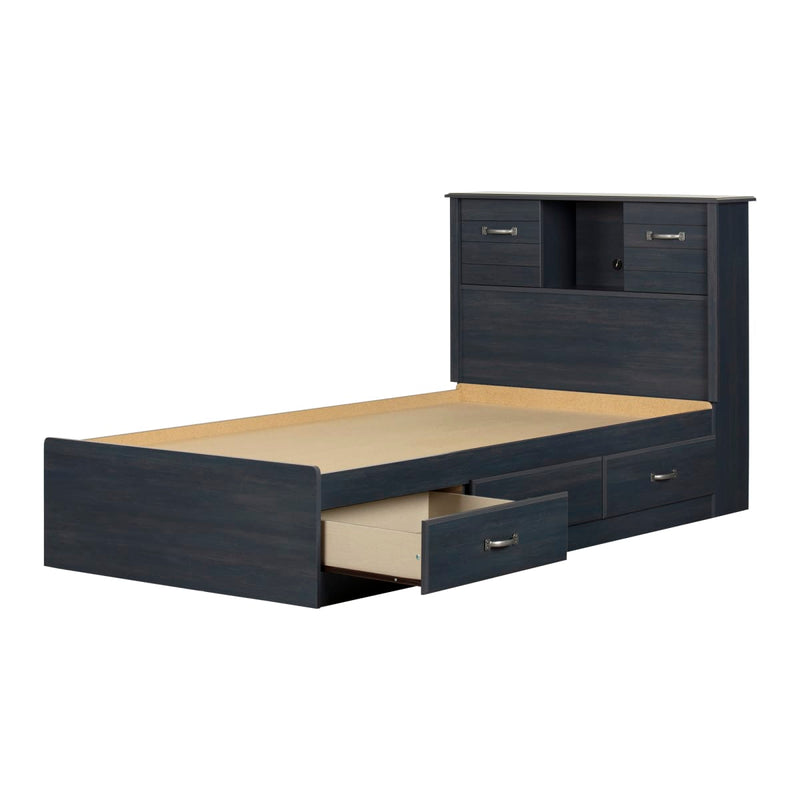 Ensemble lit matelot et tête de lit bibliothèque simple 39" Ulysses - Myrtille