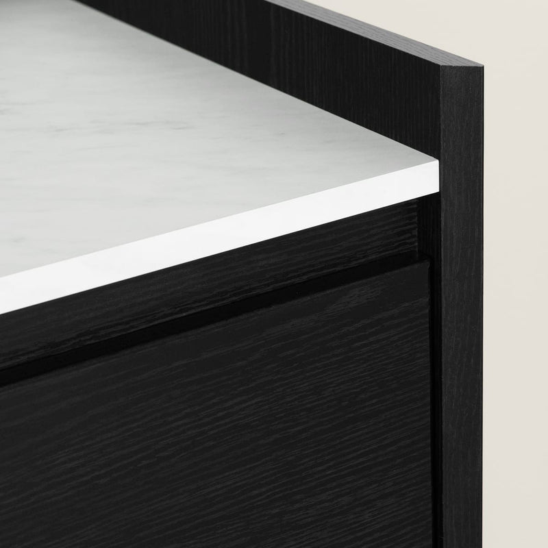 Table de bout Hype - Chêne noir et faux marbre carrara