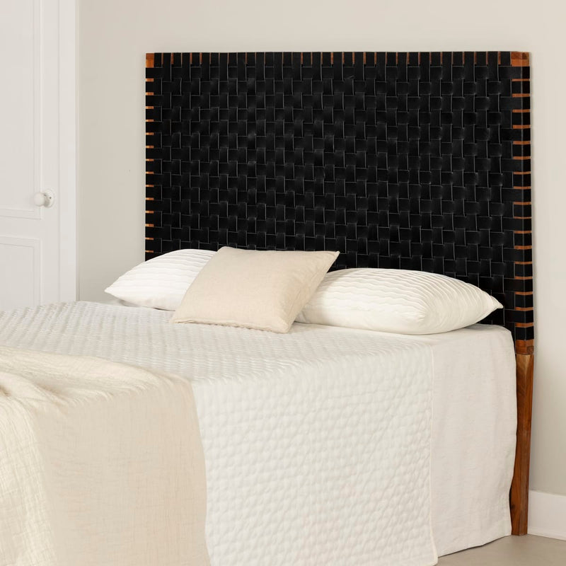 Tête de lit en cuir tressé queen 60" Sweedi - Noir mat