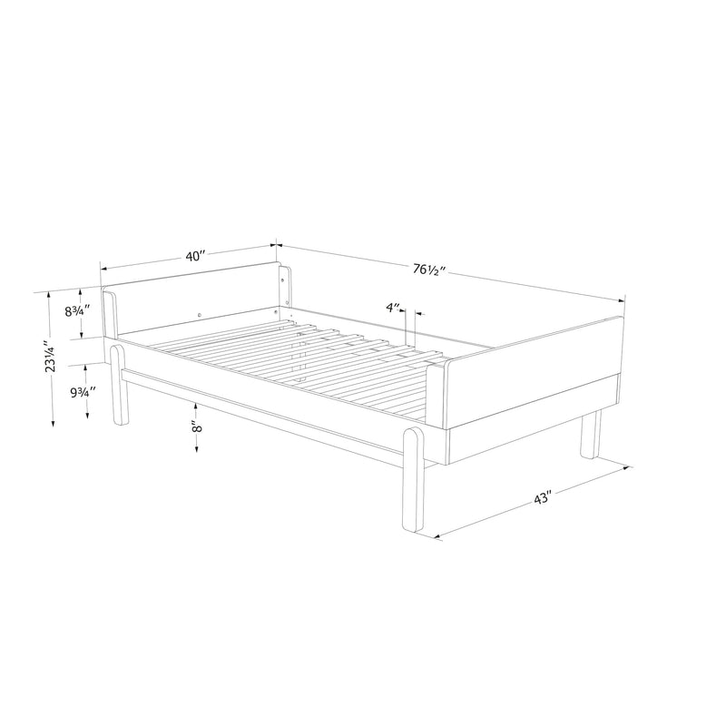 Lit complet simple 39" Bebble - Gris clair et Blanc