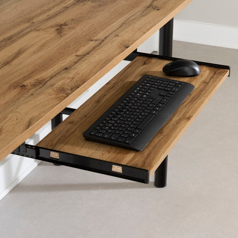 Bureau de travail avec support à clavier Ezra - Chêne nordique