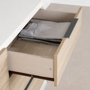 Bureau double 6 tiroirs Hourra - Orme naturel et Blanc