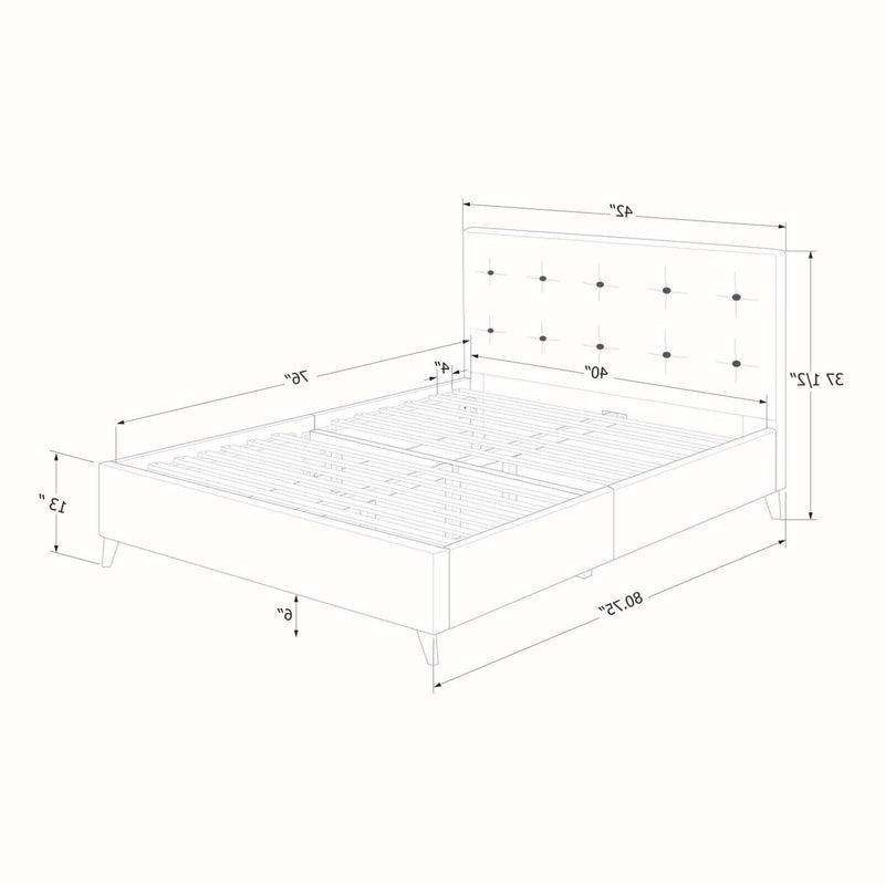 Fusion - Full Upholstered Double Bed - Light Gray