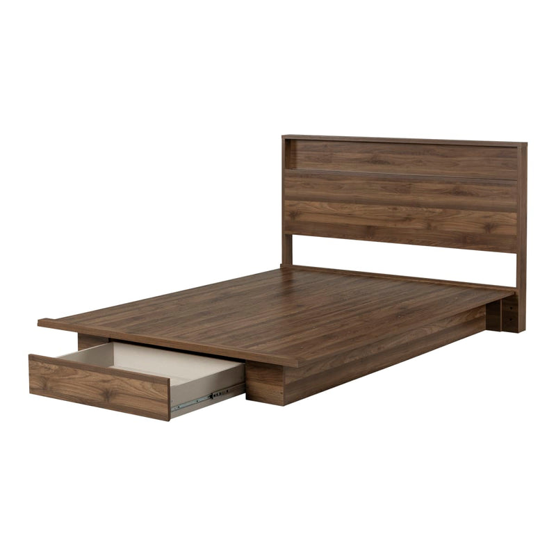 Ensemble lit plateforme et tête de lit double/queen 54"/60" Holland - Noyer naturel
