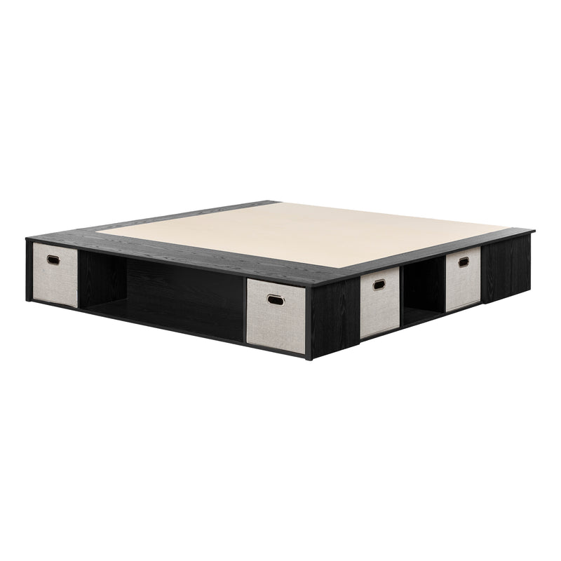 Lit plateforme avec paniers king 78" Flexible - Chêne noir