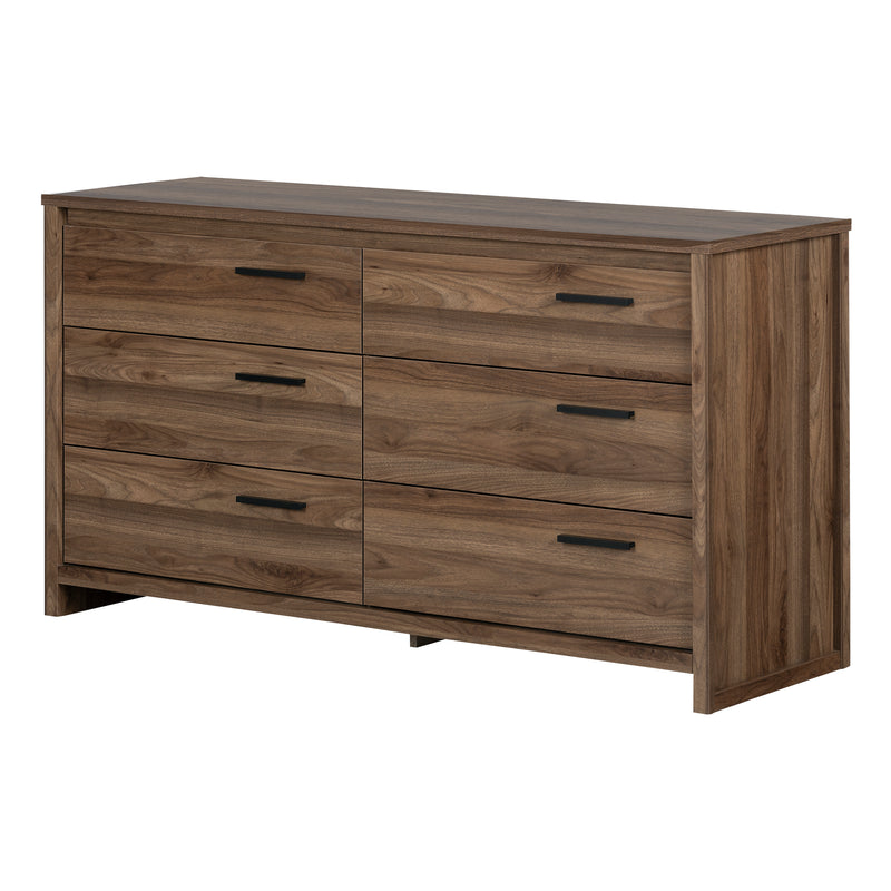 Bureau double 6 tiroirs Tao - Noyer naturel