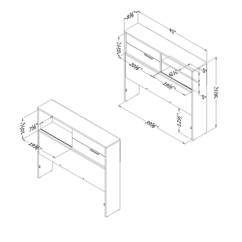 Tête de lit avec rangement simple 39" Fynn - Chêne rustique