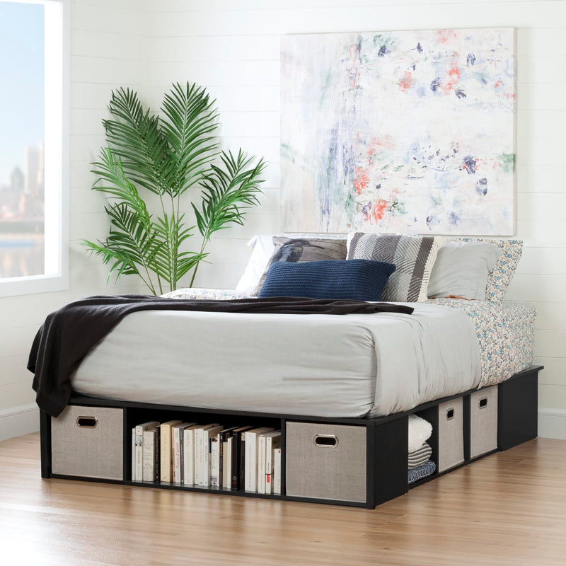 Flexible 60 "Platform Bed with Baskets - Black
