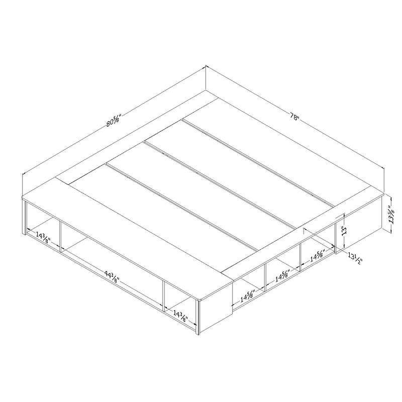 Lit plateforme avec paniers king 78" Flexible - Chêne noir