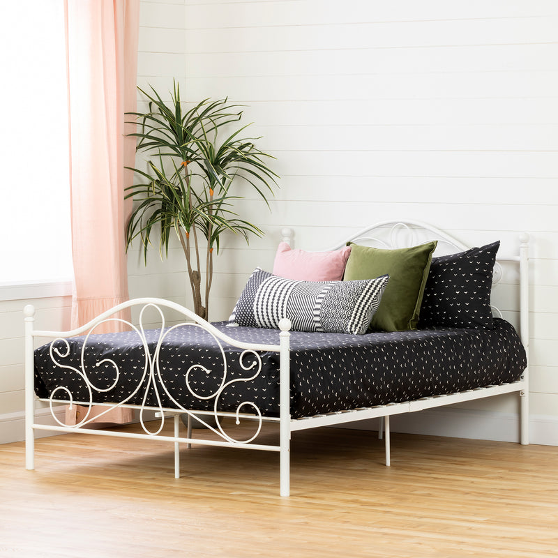 Complete Metal Platform Bed Double 54'' Summer Breeze White 12155