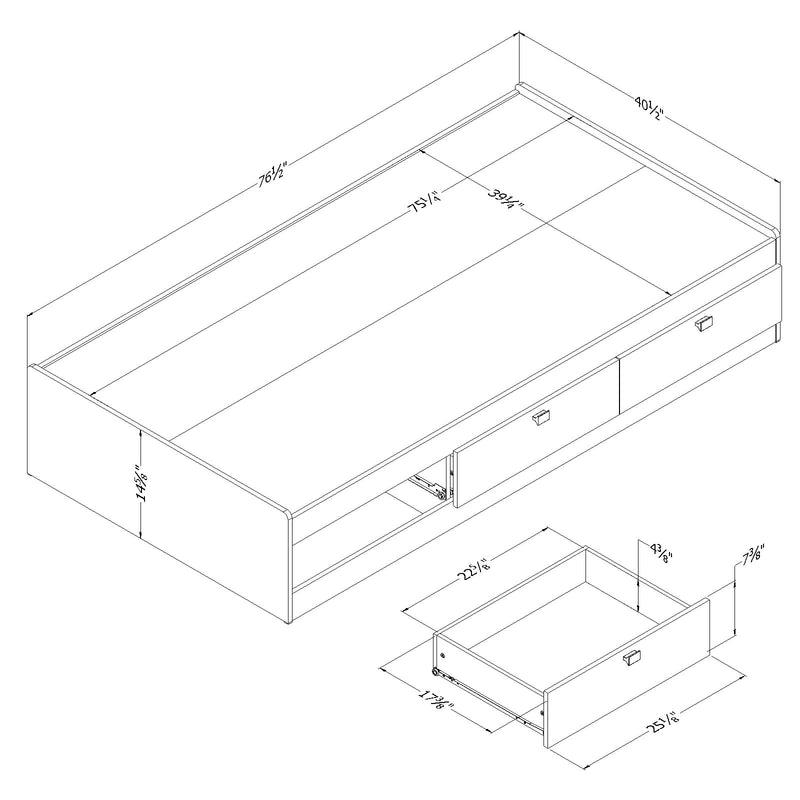 Lit matelot 39" Spark - Blanc solide