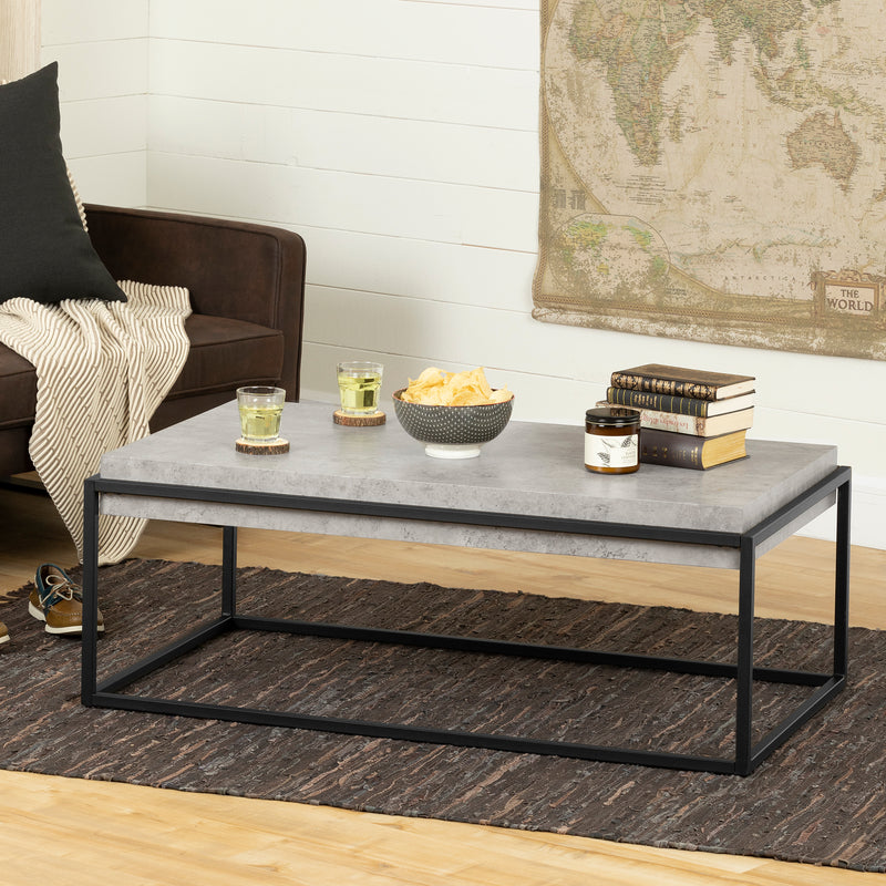 Modern Industrial Coffee Table  Mezzy Concrete Gray and Black 12066