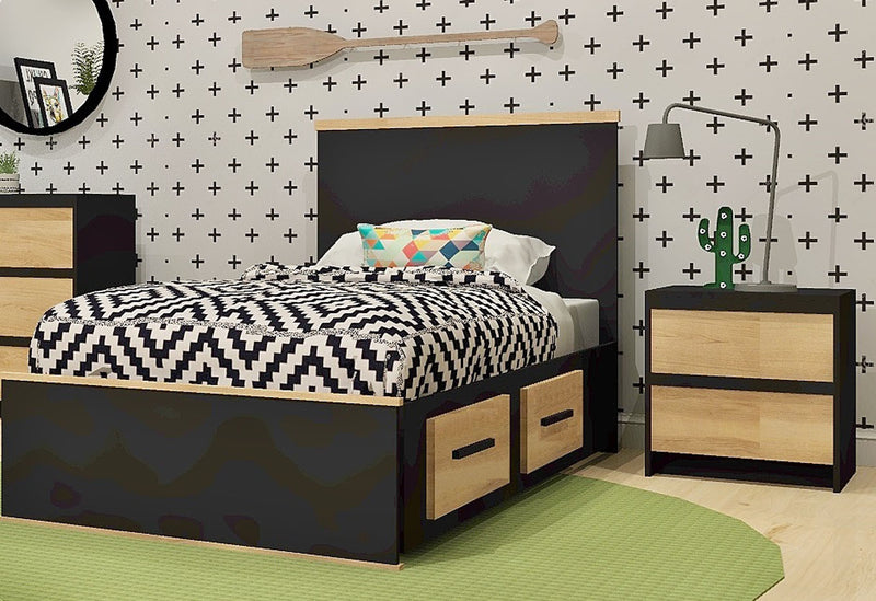Ensemble de chambre AXEL 5097 - Noir et Merisier naturel