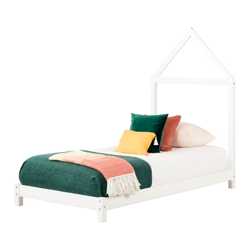 Lit avec tête de lit maison simple 39" Sweedi - Blanc solide