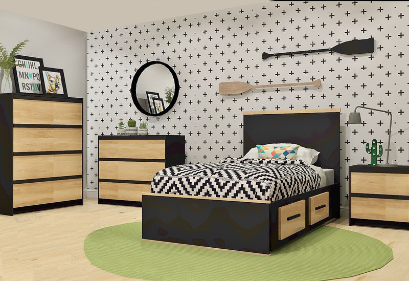 Ensemble de chambre AXEL 5097 - Noir et Merisier naturel