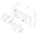 Bureau double 6 tiroirs Munich - Chêne vieilli et Noir mat