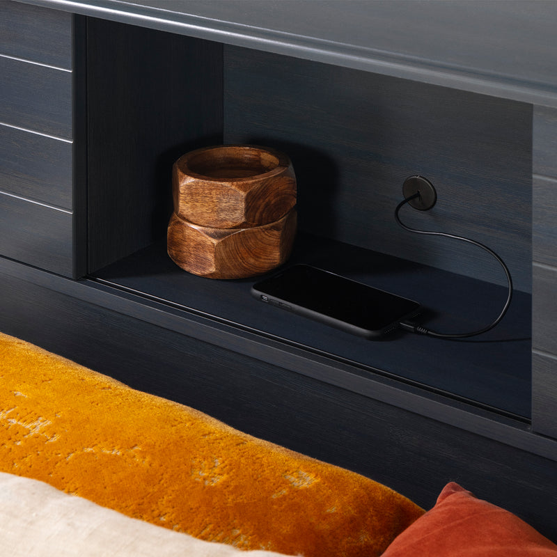 Ulysses - Bookcase headboard with sliding doors - Single -- Myrtille