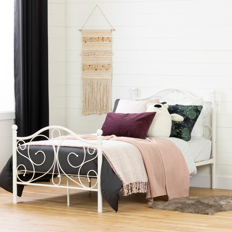Lit complet en métal 39" Summer Breeze - Blanc solide