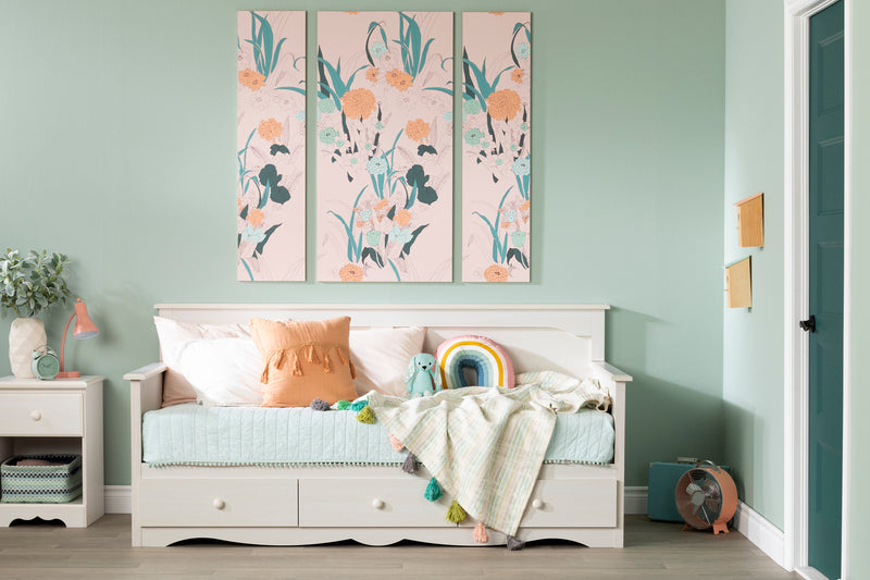 Lit divan avec rangement simple 39" Summer Breeze - Blanc antique