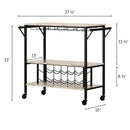 Chariot bar avec rangement à bouteilles et verres à vin Maliza - Faux marbre carrara