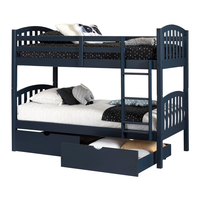 Lit superposé en bois massif avec tiroirs de rangement 39"/39" Ulysses - Myrtille