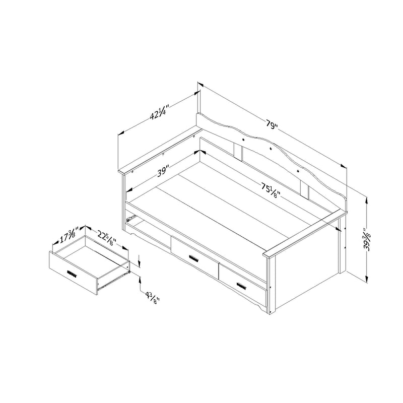 Lit divan avec rangement Tiara - Blanc solide