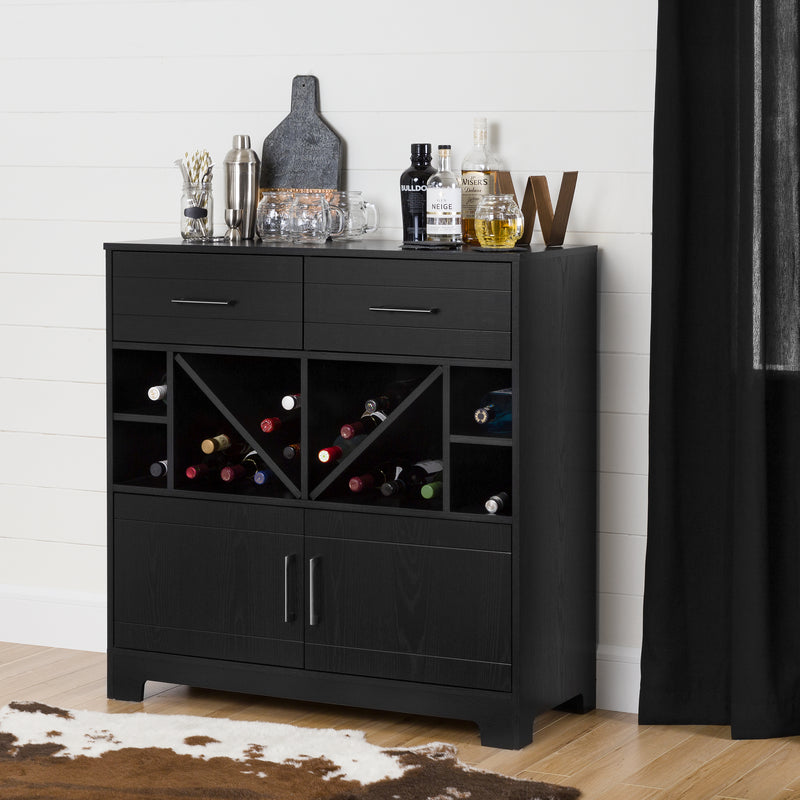 Bar Cabinet and Bottle Storage  Vietti Black Oak 10470