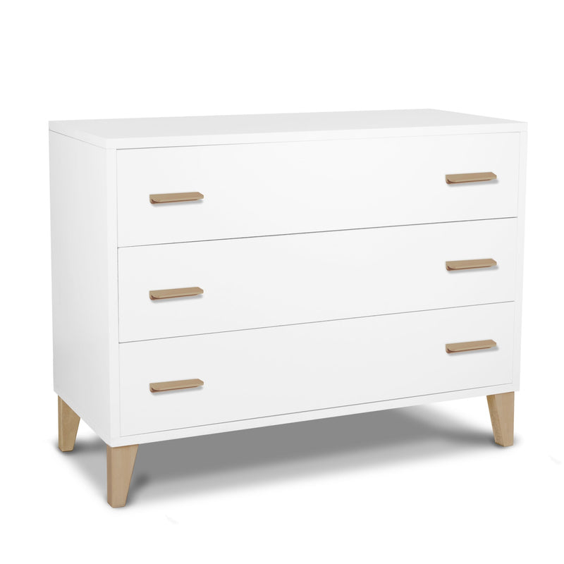 Commode 3 tiroirs Caravaggio - Blanc et naturel